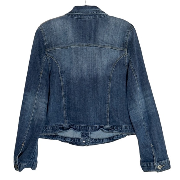 Lane Bryant Studded Crop 12 Trucker Jean Jacket Stretch Denim 90s Y2K - Picture 2 of 8